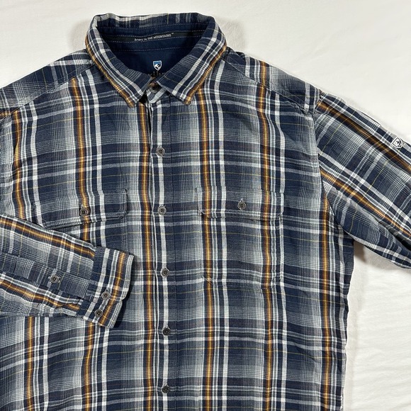 Kuhl Other - Kuhl The Law Flannel Men's Sz M Blue Plaid Flannel Long Sleeve Button Down Shirt